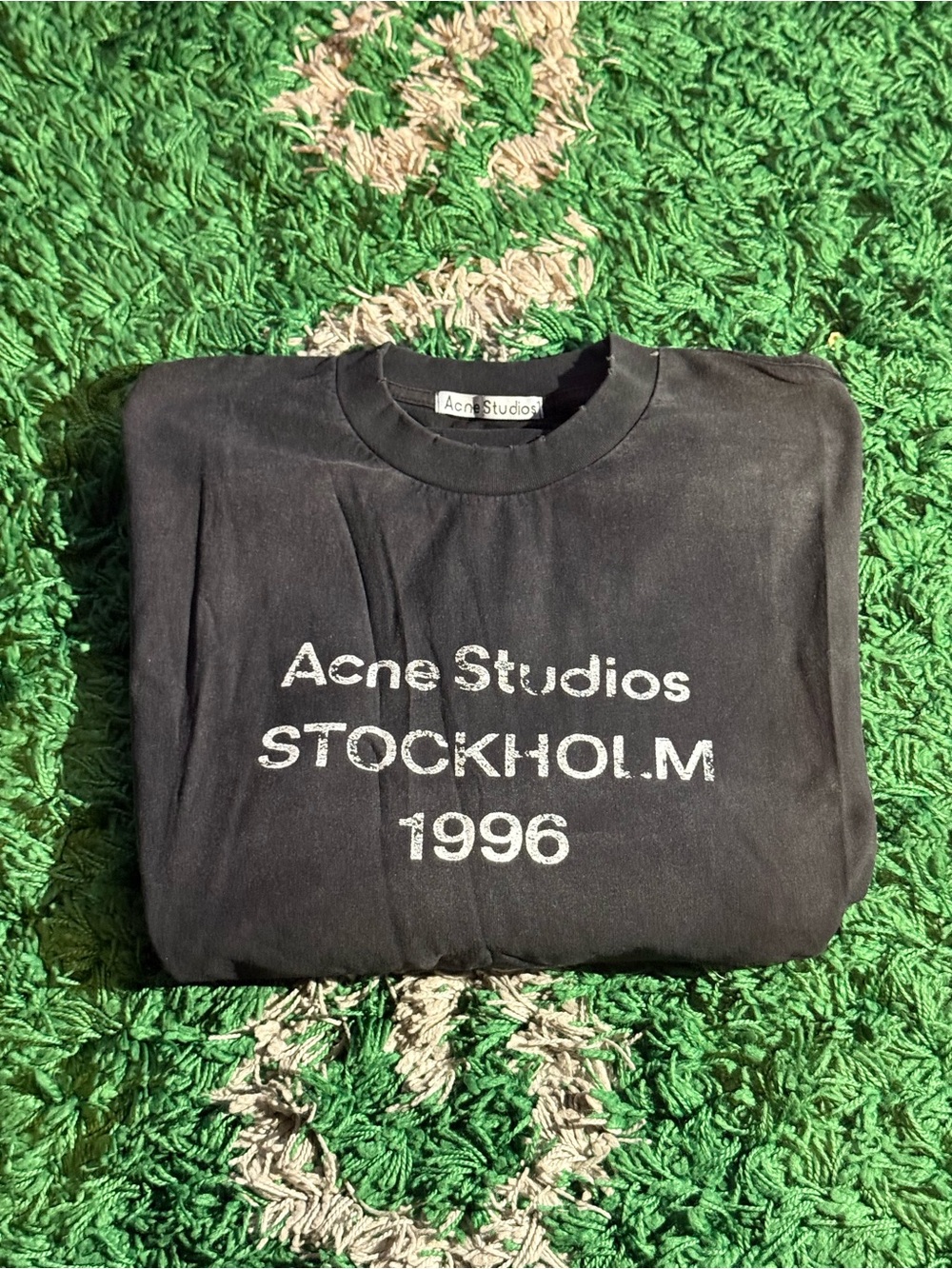 Acne Studios Black Crewneck Sweater with White Logo